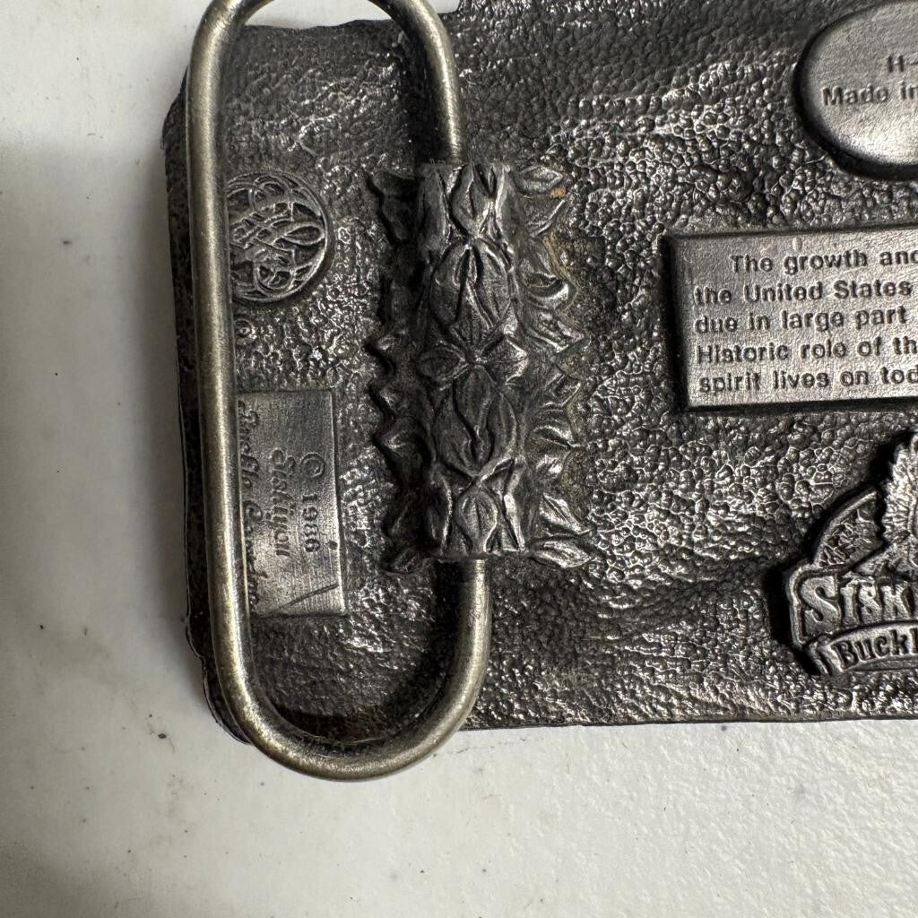 Vintage 1986 Siskiyou Steam Locomotive Train Belt Buckle Pewter Made in USA H-40