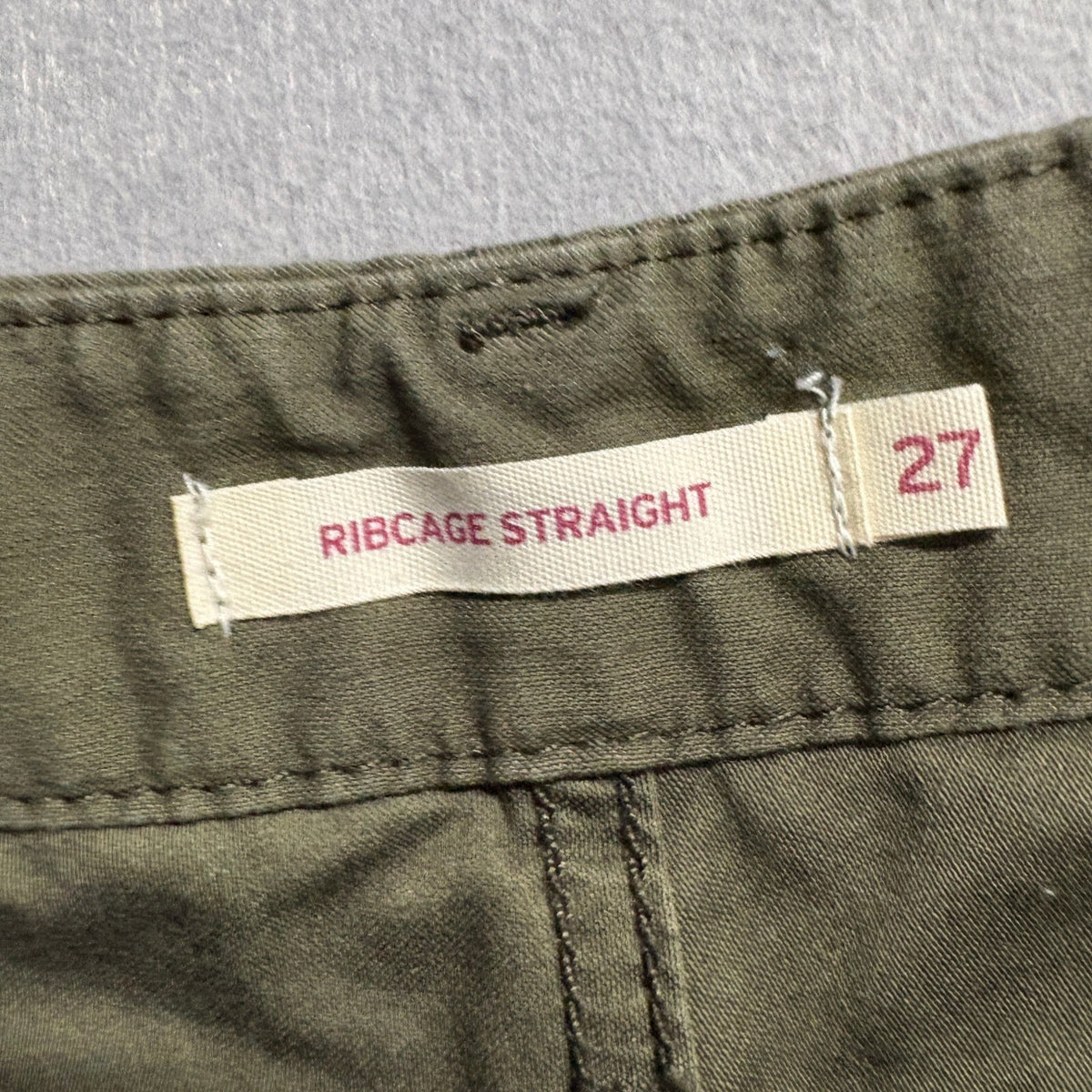 Levi's Ribcage Straight Utility Pants Womens 27 Green Olive High Rise Cargo Crop