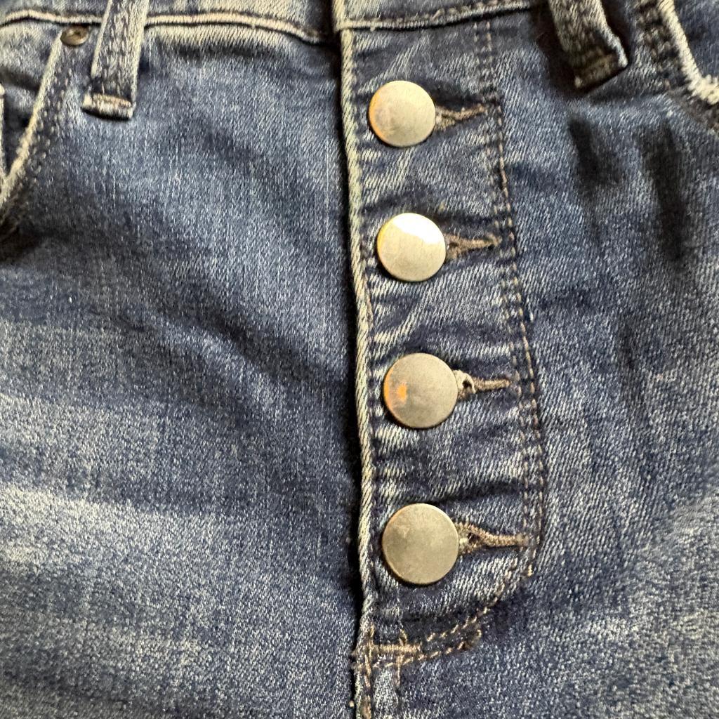 Whetherly Cooper High Rise Skinny Jeans Womens 24 Blue Denim Raw Hem Button Fly