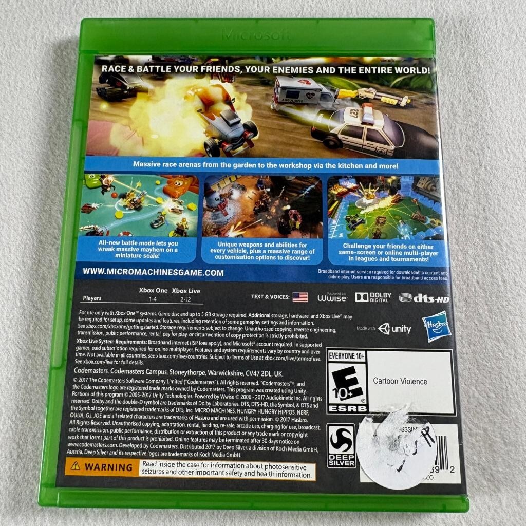 Micro Machines World Series Xbox One Game Case and Disc Included