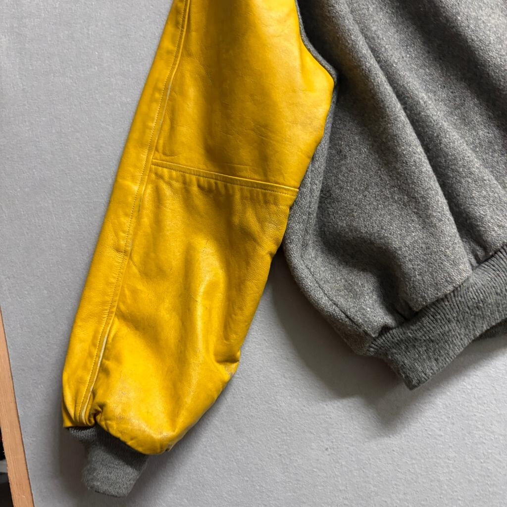 Vintage Starwears Jackie Thomas Show Varsity Jacket Mens XL Gray Wool Yellow