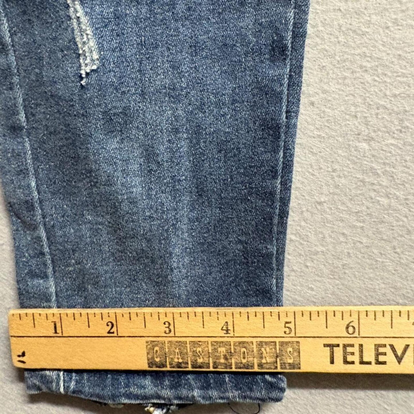 Astatine Denim Mens 32 Distressed Patchwork Skinny Jeans Blue Zip Ankle Cargo