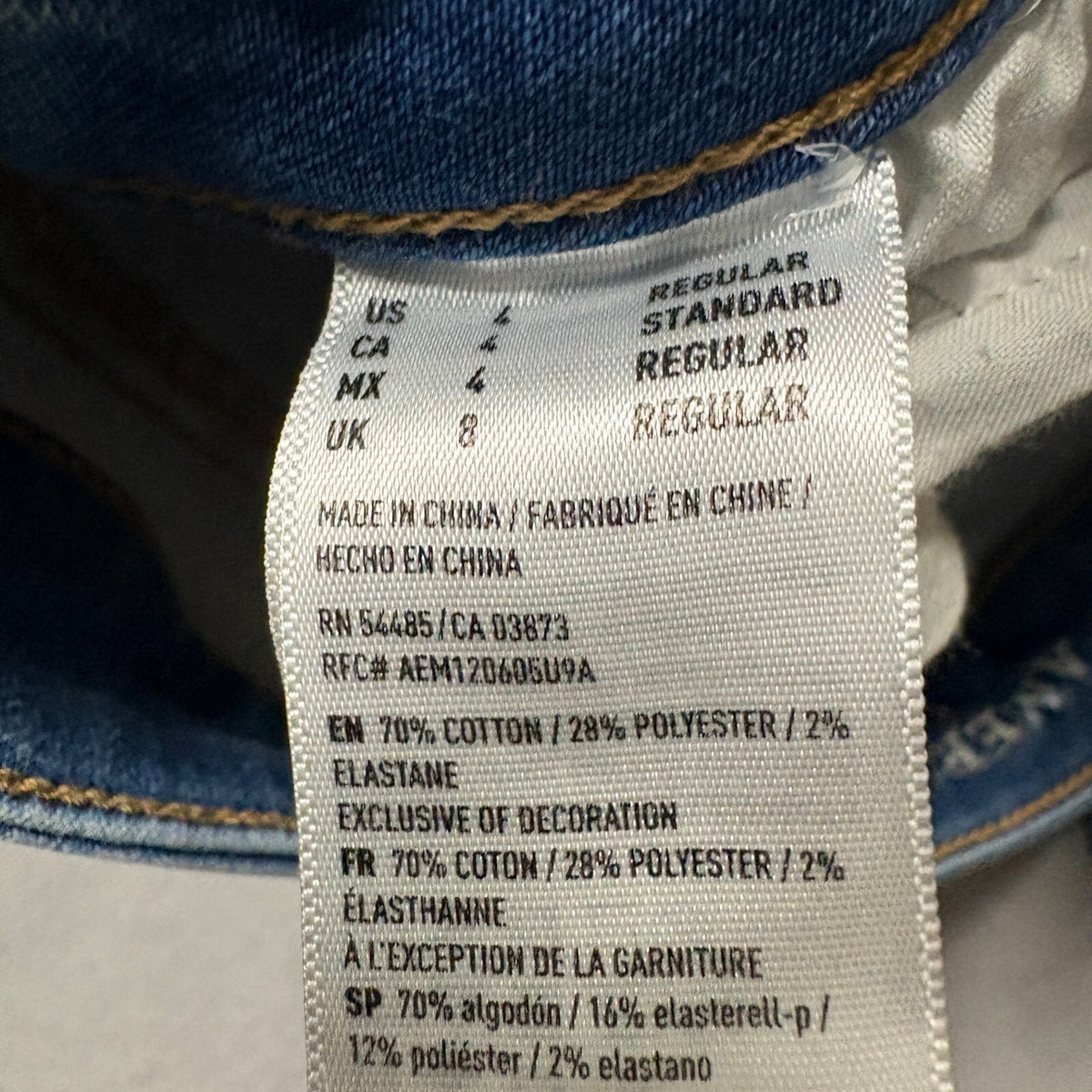 American Eagle Super Low Jegging Jeans Womens 4 Blue Distressed Raw Hem Stretch