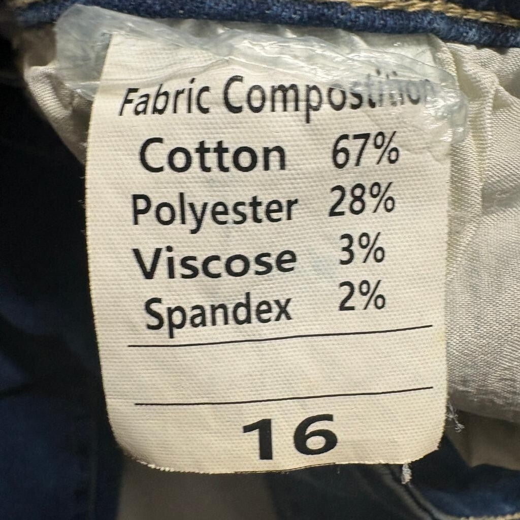 Allimy Wide Leg Crop Jeans Womens Size 16 Blue Denim Raw Hem Stretch High Rise