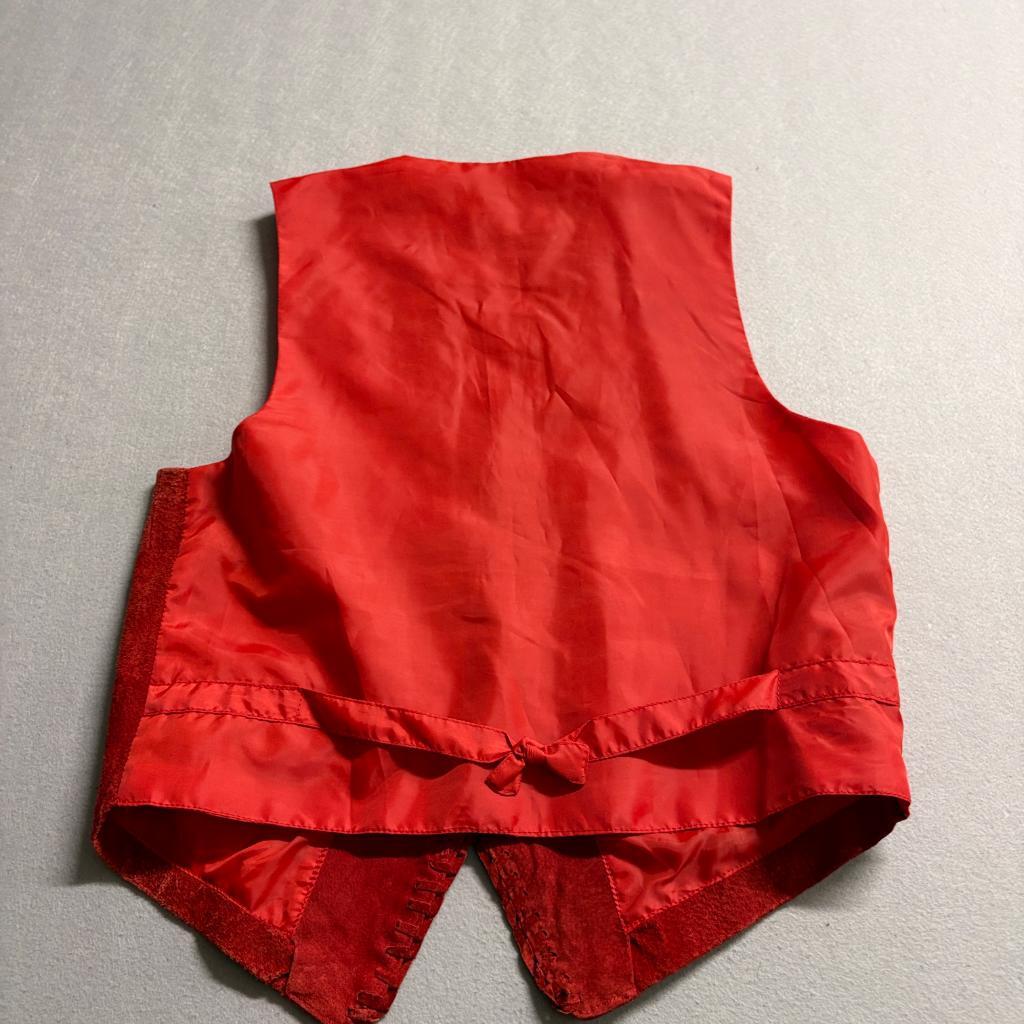 Ivy Club Classics Red Leather Vest Womens Large Suede Whipstitch Boho Western