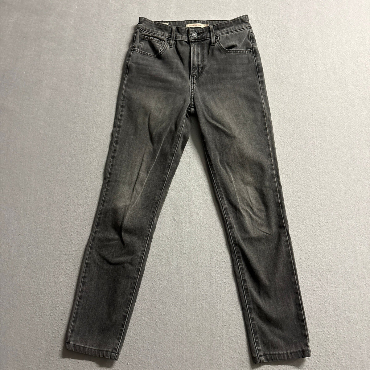 Levis Premium 721 High Rise Skinny Jeans Womens 25 W25 L30 Black Charcoal Denim