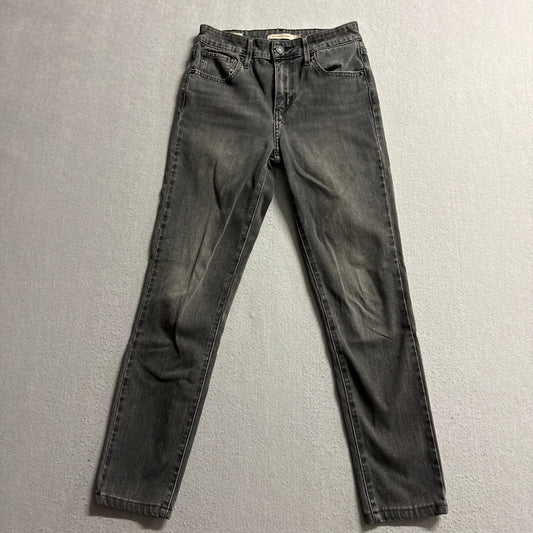 Levis Premium 721 High Rise Skinny Jeans Womens 25 W25 L30 Black Charcoal Denim
