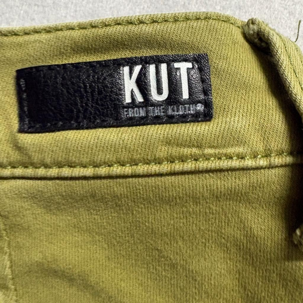 Kut from the Kloth Ana High Rise Flare Jeans Womens Size 6 Green Stretch Denim