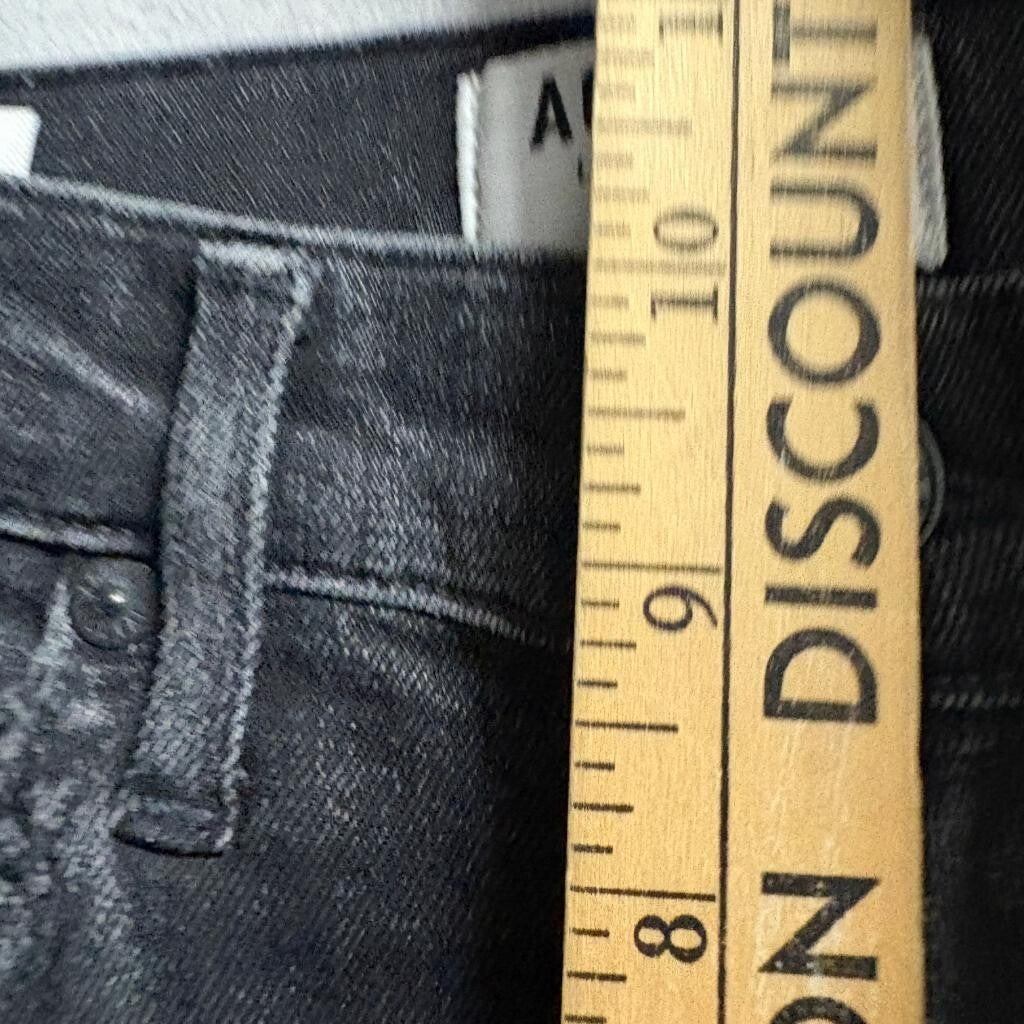 AGOLDE Sophie High Rise Skinny Jeans Womens 24 Black Distressed Frayed Hem