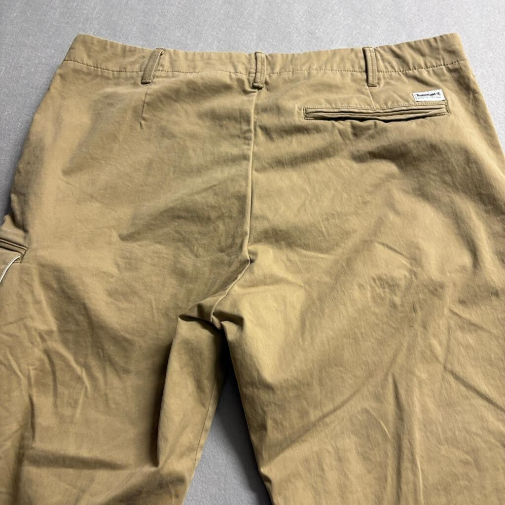 Timberland Chino Pants Mens 38x32 Brown Cotton Stretch Slim Tapered Cargo Pocket