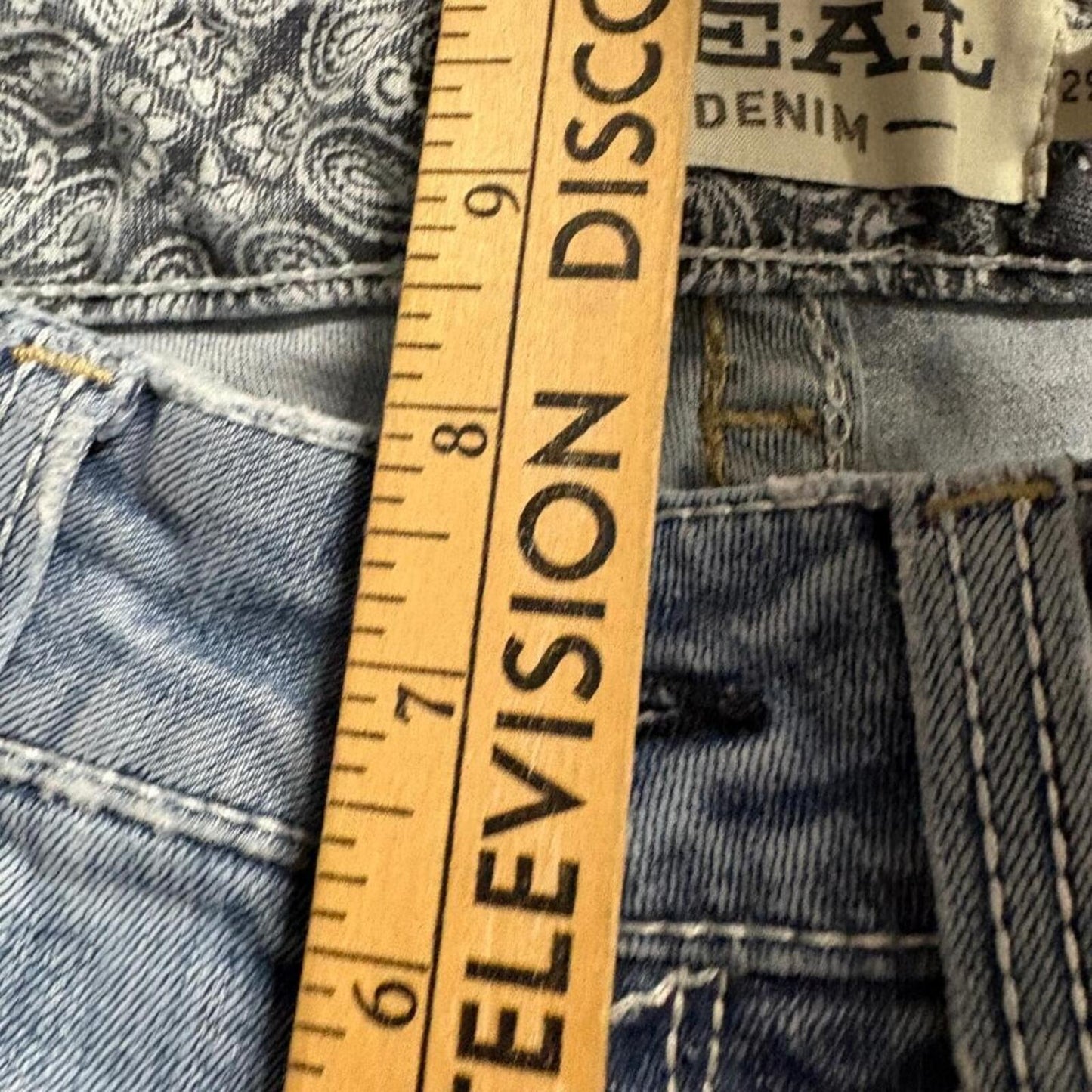 Ariat REAL Denim Womens 29S Bootcut Jeans Blue Stretch Distressed Frayed Hem