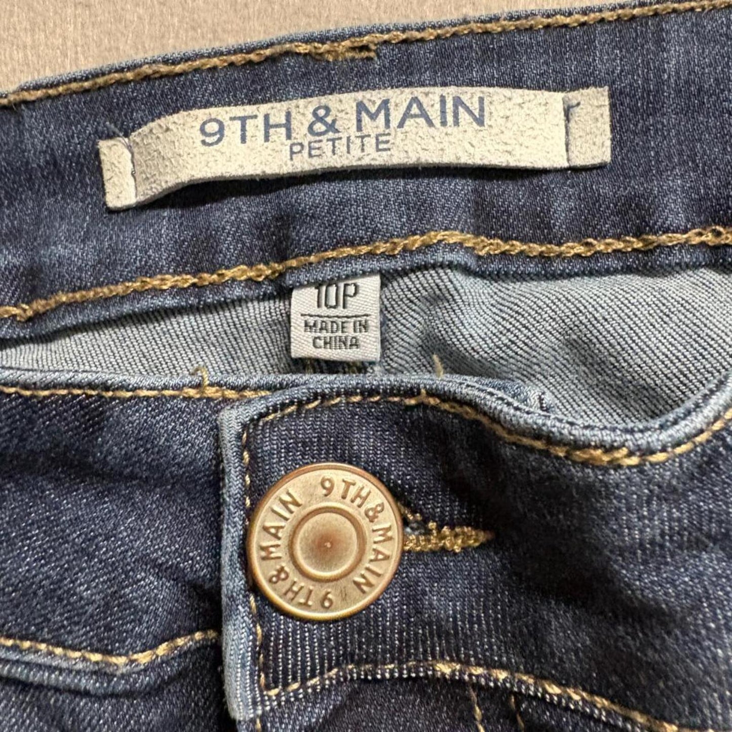 9th & Main Petite Jeans Womens 10P Blue Denim Stretch Wide Leg Cropped Flare