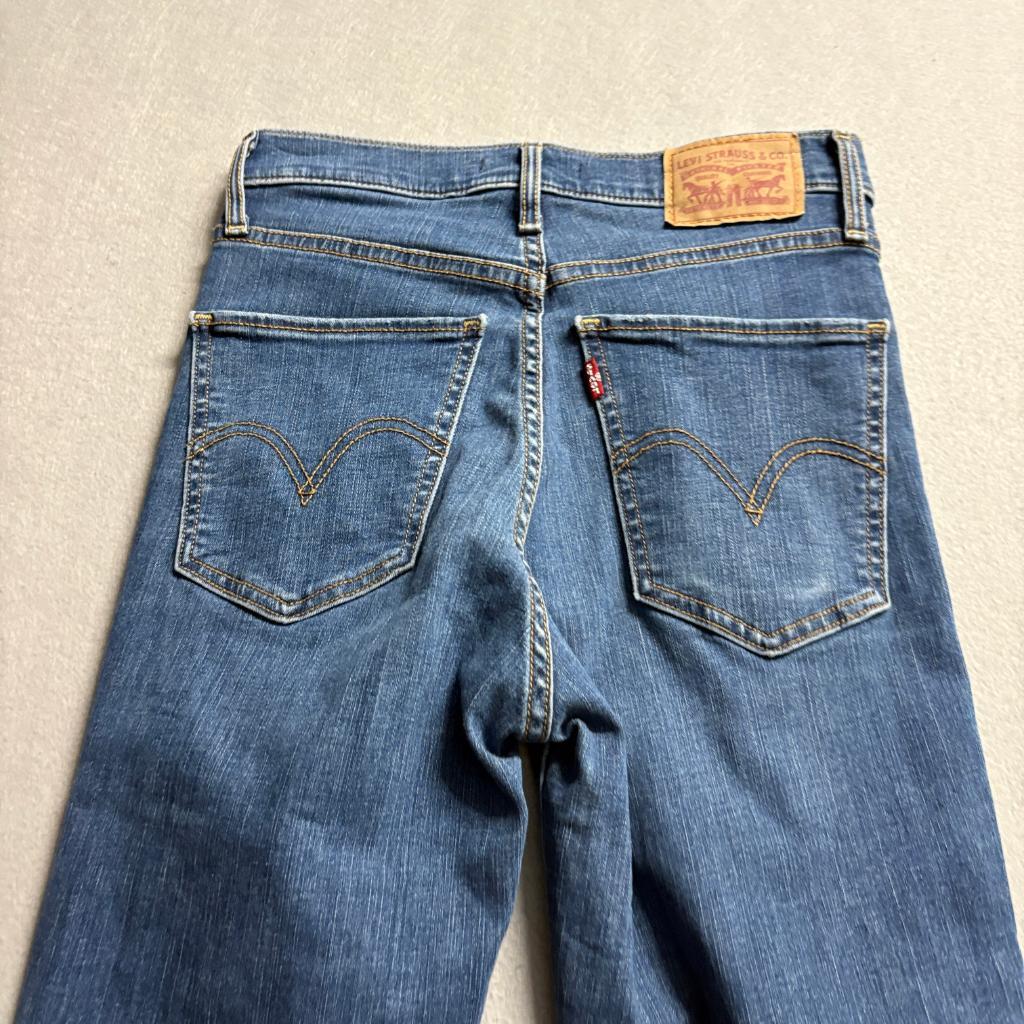 Levis Mile High Super Skinny Jeans Womens 27 Distressed Ripped Knee Blue Denim