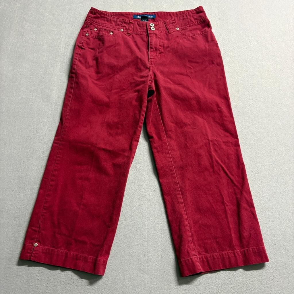 High Sierra Womens Red Cotton Denim Crop Jeans Size 6 Wide Leg Capris