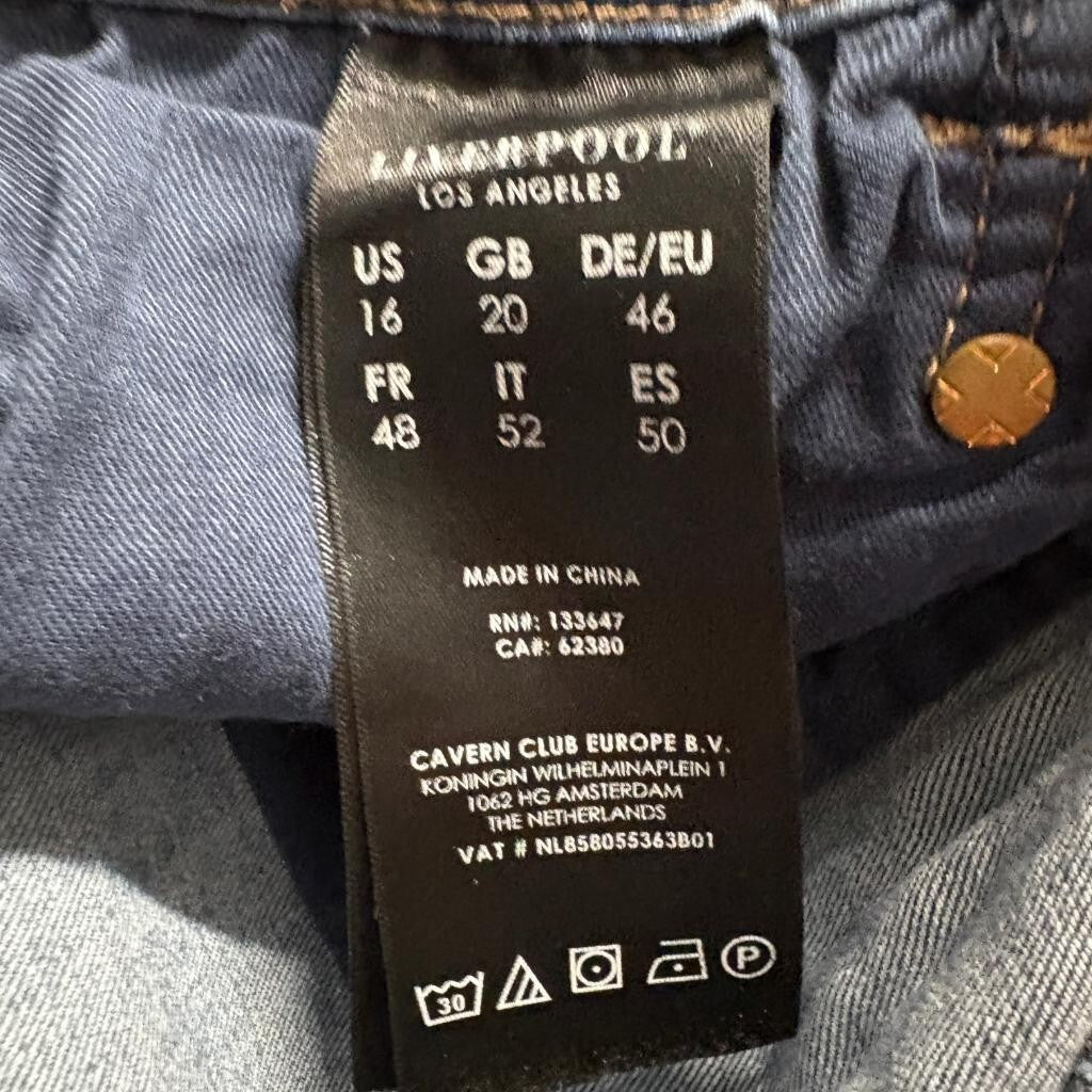 Liverpool Los Angeles Abby Slim Ankle Jeans Womens Size 16 Blue Denim Stretch