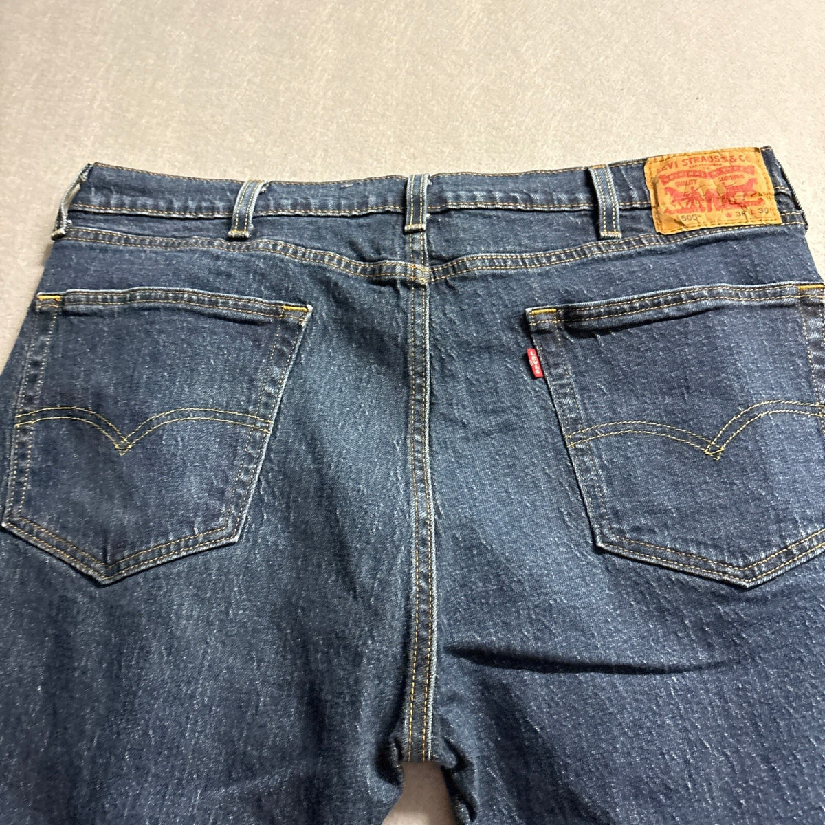 Levis 505 Regular Fit Jeans Mens 38x30 Dark Wash Blue Denim Pants PC9-00505-1989