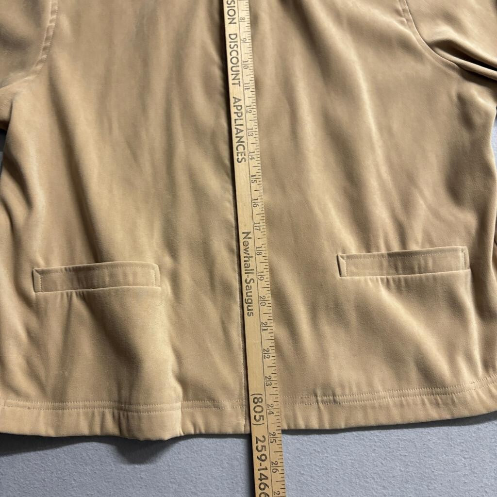 Laura Scott Jacket Womens XL Beige Tan Faux Suede Full Zip Mock Neck Casual