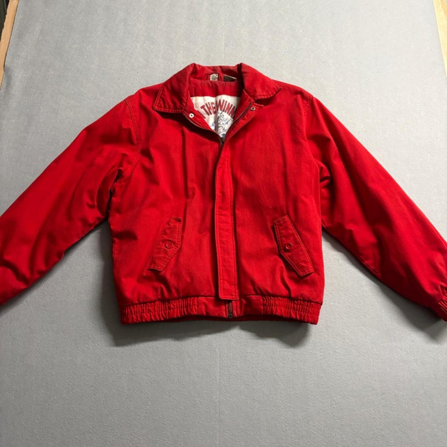 Vintage Stone Ridge Bomber Jacket Mens L Red Cotton Harrington Zip Up Taiwan