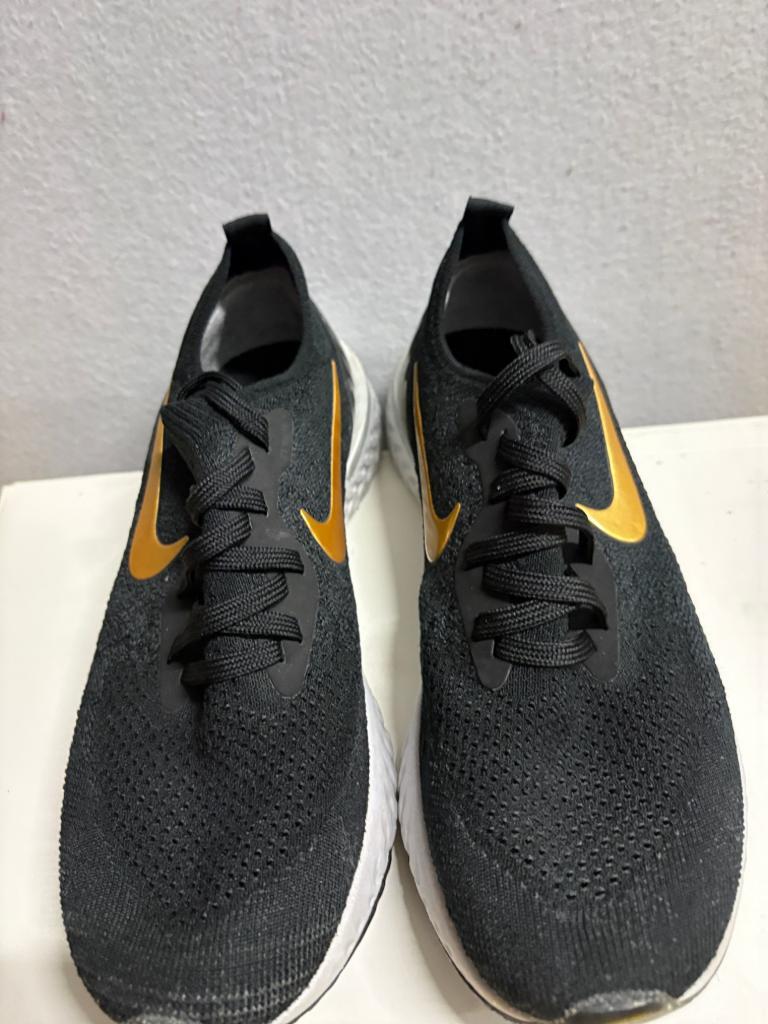 Nike Epic React Flyknit Black Gold Womens Running Shoes AQ0070-013 Size