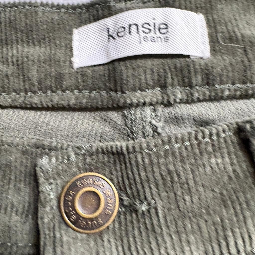 Kensie Jeans Womens The Tessa High Rise Bootcut Corduroy Pants Olive Green 12/31