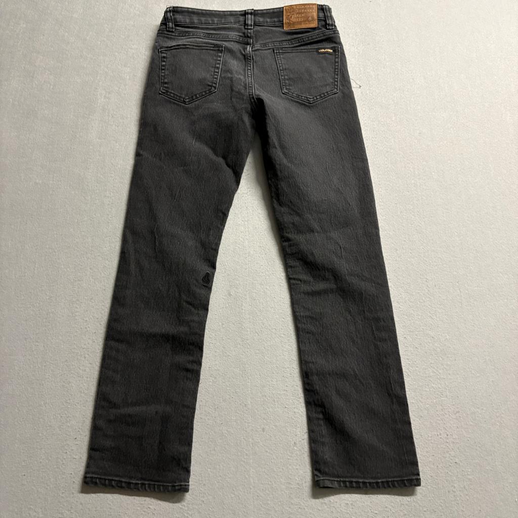 Volcom Vorta Slim Straight Jeans Youth Boys Size 26 Gray Denim Skate Pants