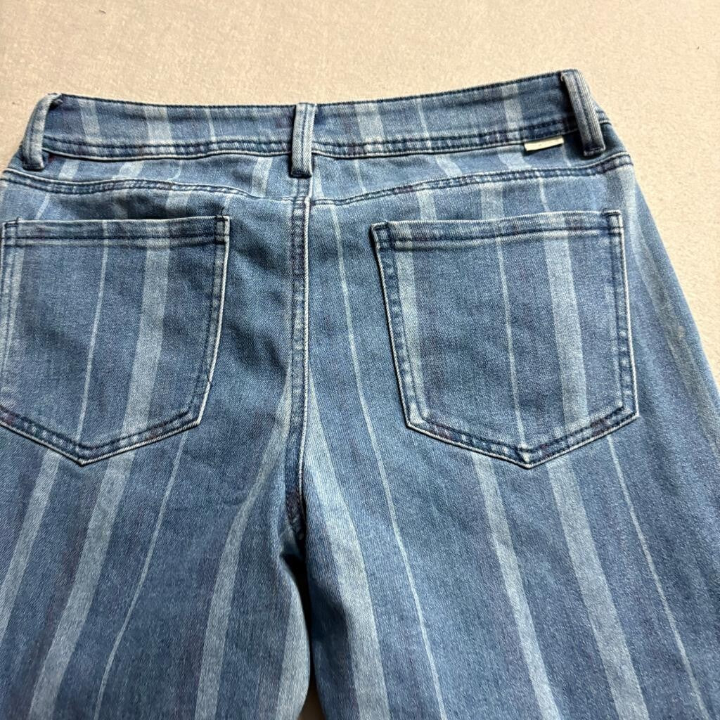 Sky and Sparrow Striped Jeans Womens Size 11 Blue Denim High Rise Ankle Crop