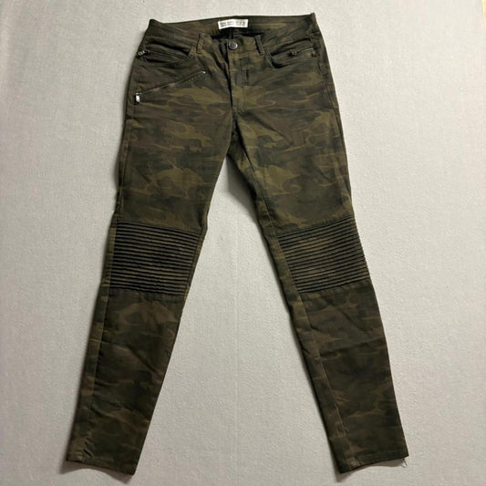 Zara Basic Z1975 Denim Womens Size 8 Camo Moto Skinny Jeans Green Camouflage