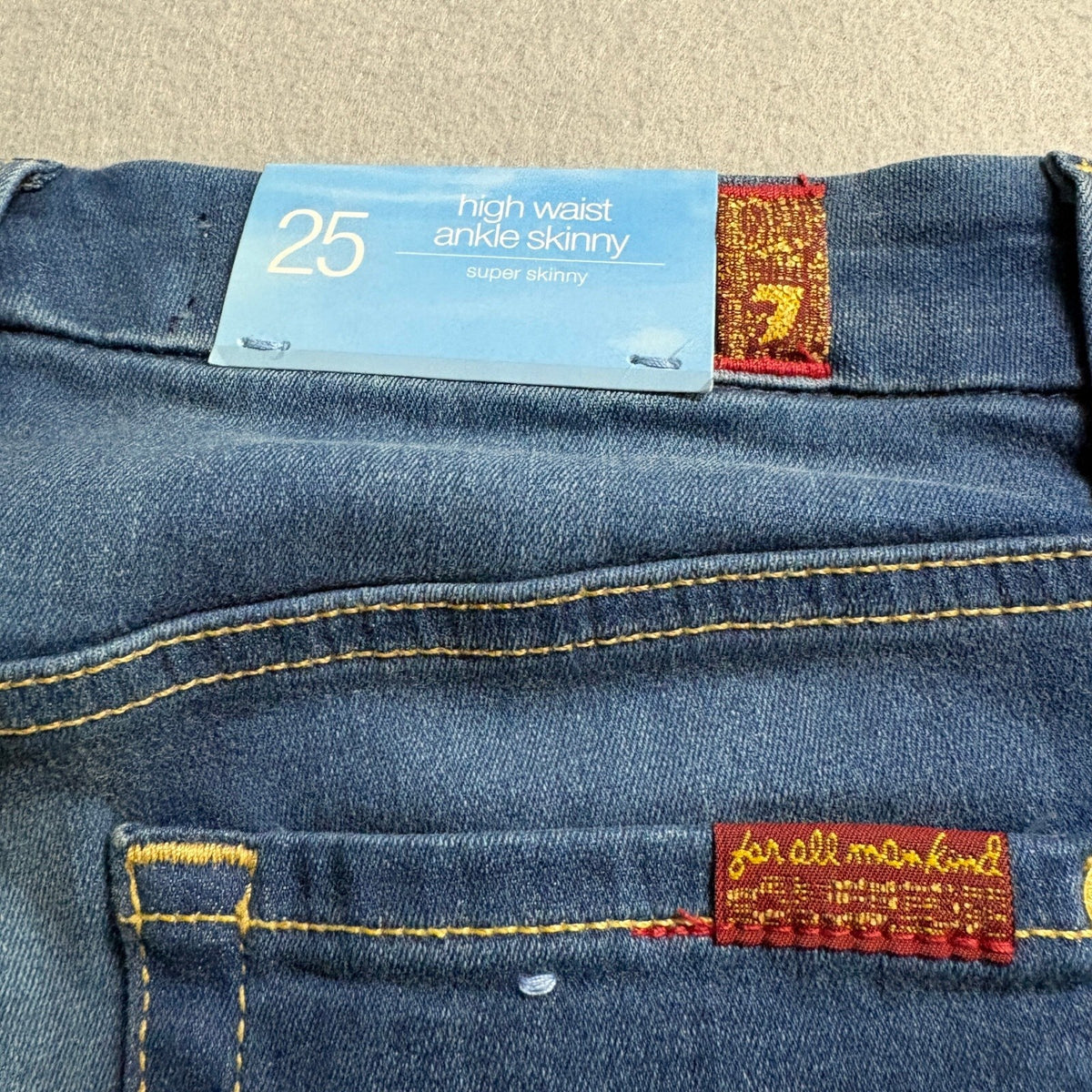 7 For All Mankind Blair High Waist Ankle Skinny Jeans Womens 25 Raw Hem Blue