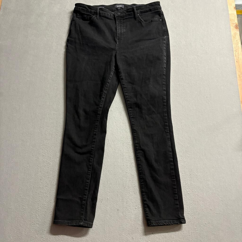 NYDJ Alina Legging Jeans Womens 14 Black Lift Tuck Stretch Denim Skinny