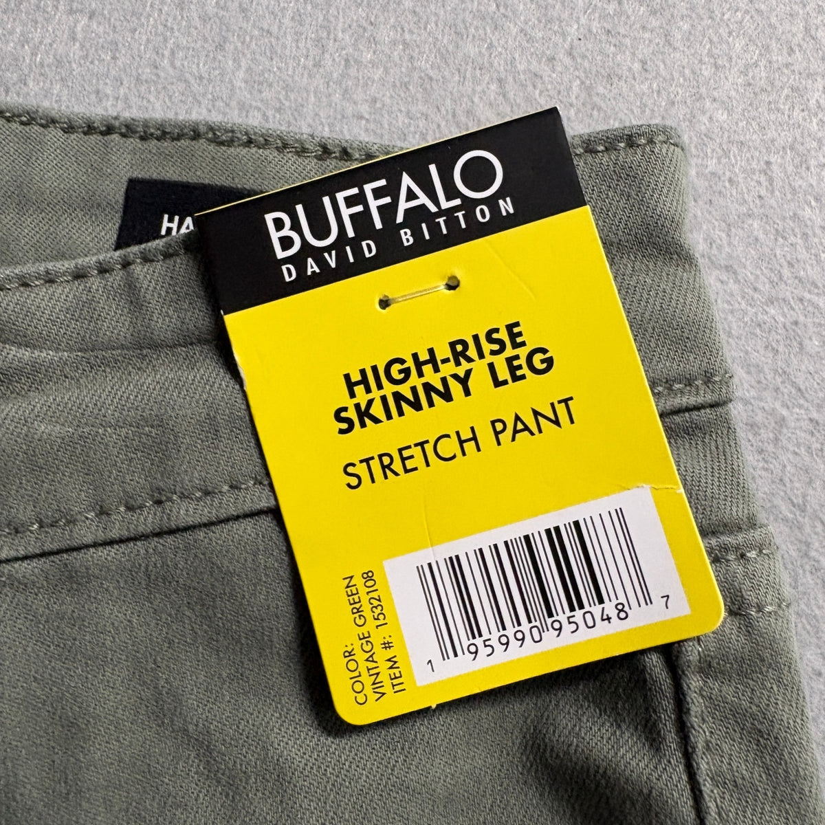 Buffalo David Bitton Hanna High Rise Skinny Leg Pants Size 6/28 Vintage Green