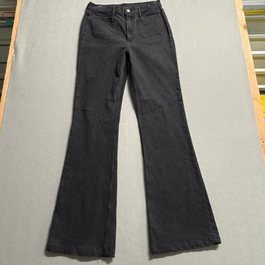 Gap 70s Flare High Rise Jeans Womens Size 30 10T Black Denim Stretch Tall