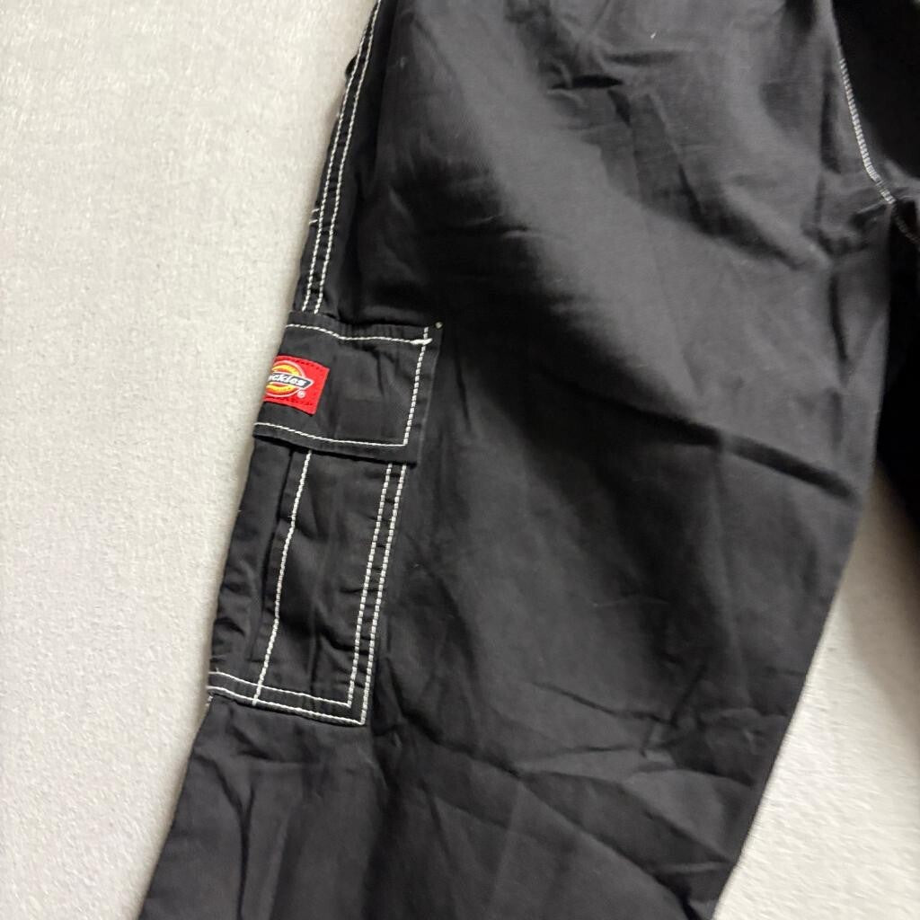 Dickies Girl Cargo Pants Womens XS Black Contrast Stitch Drawstring Utility Y2K