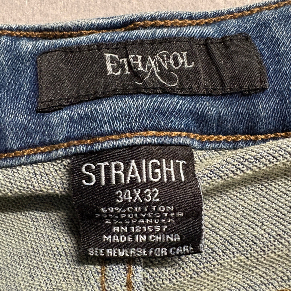 Ethanol Straight Leg Jeans Womens 34x32 Medium Wash Stretch Blue Denim