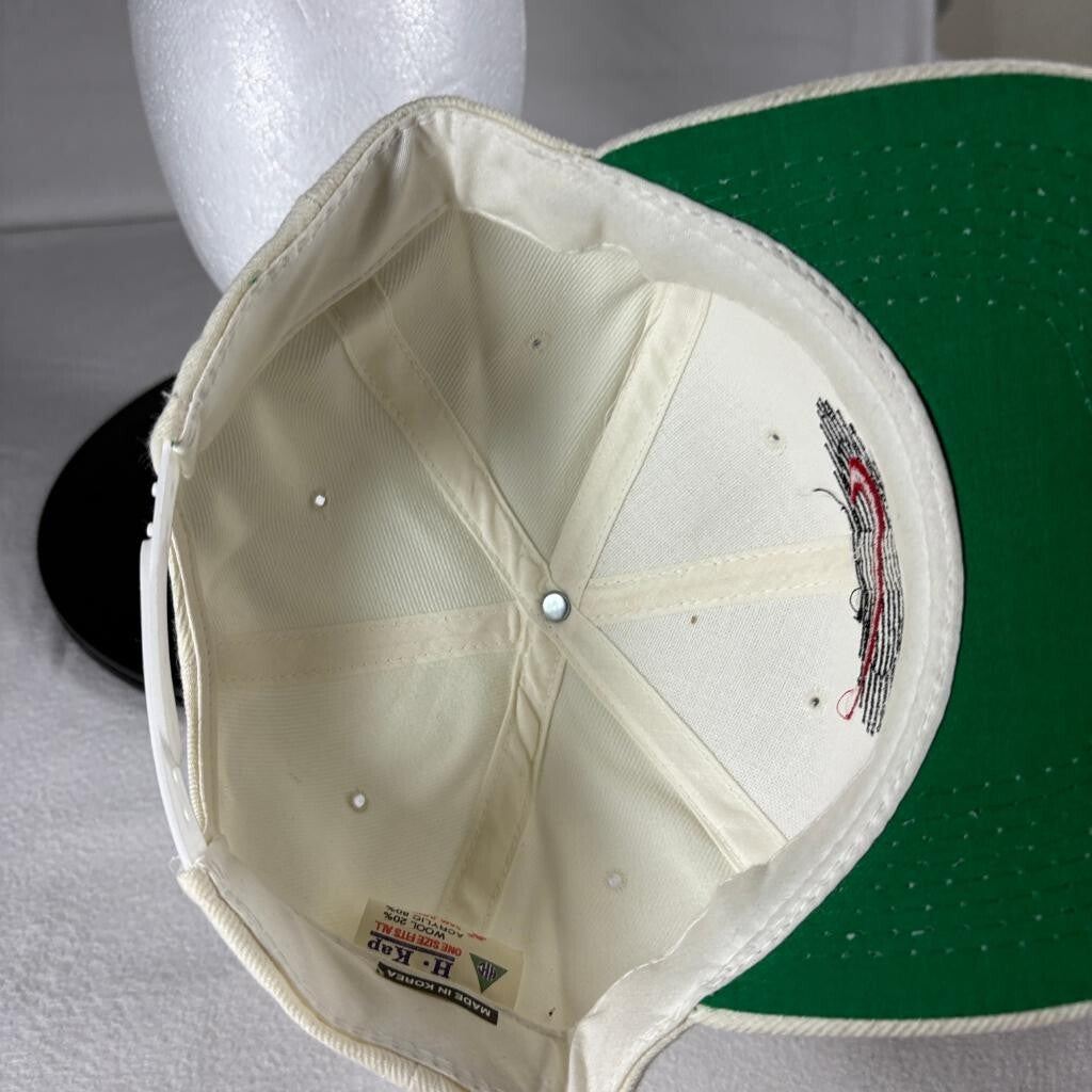 Vintage Planet Nike Snapback Hat Cream Green Under Brim Wool Blend Cap Made