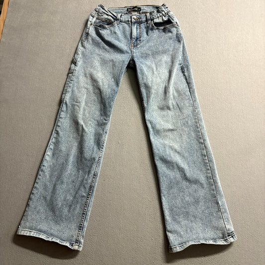 Chic Connect Girls Wide Leg Jeans Size 10 Light Wash Denim Carpenter Utility