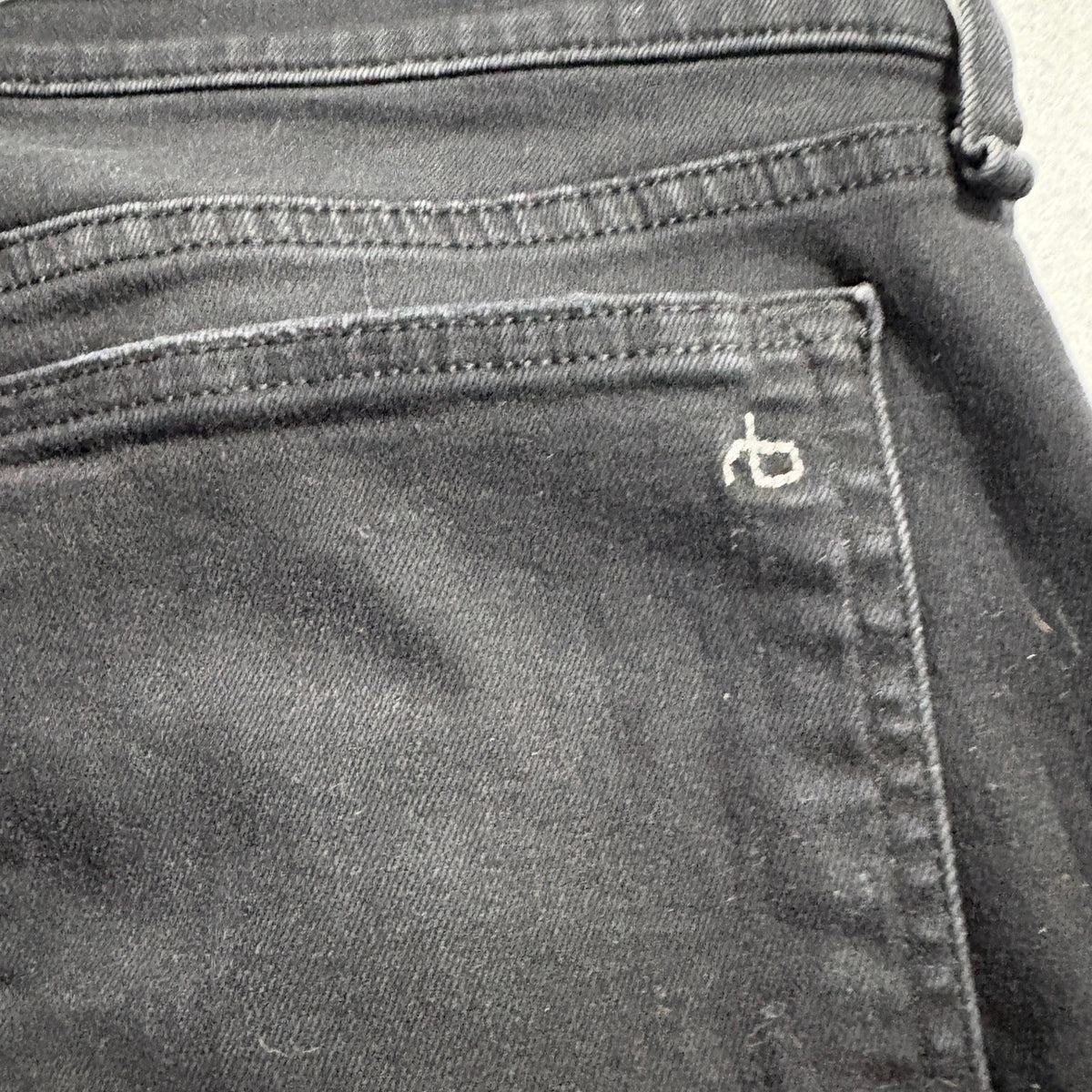 Rag & Bone Dre Low-Rise Ankle Slim Boyfriend Jeans Black Size 32 Distressed Hem