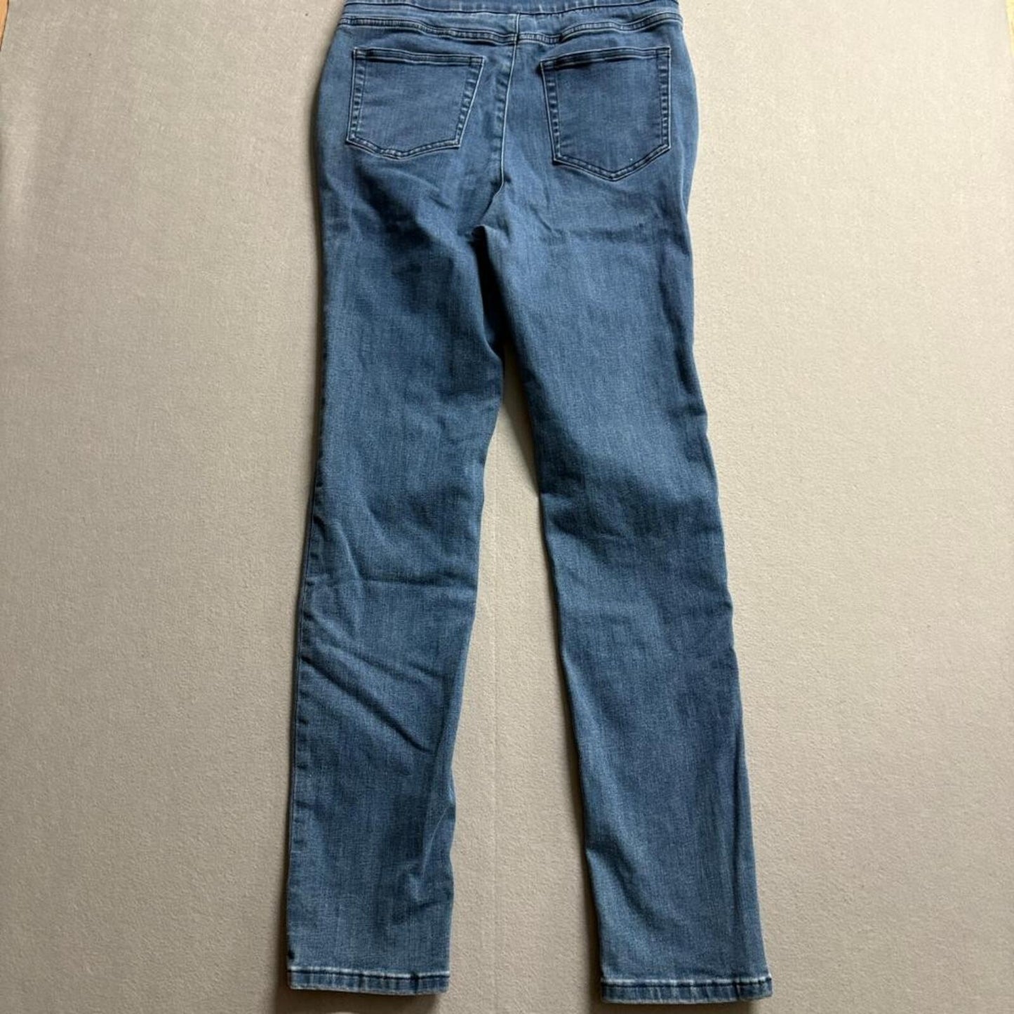 D&Co Signature Pull On Jeans Womens 6T Tall Blue Denim Stretch Skinny Jegging