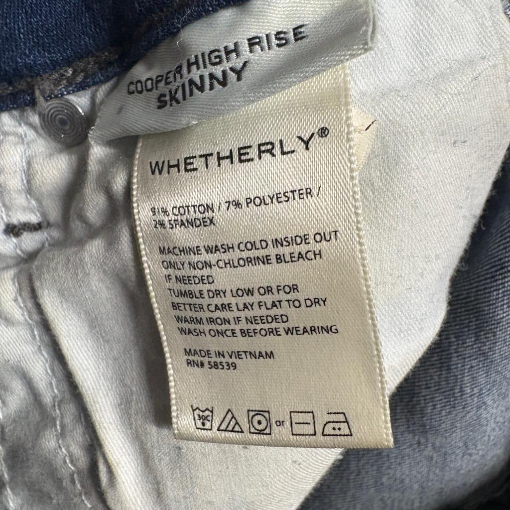 Whetherly Cooper High Rise Skinny Jeans Womens 24 Blue Denim Raw Hem Button Fly