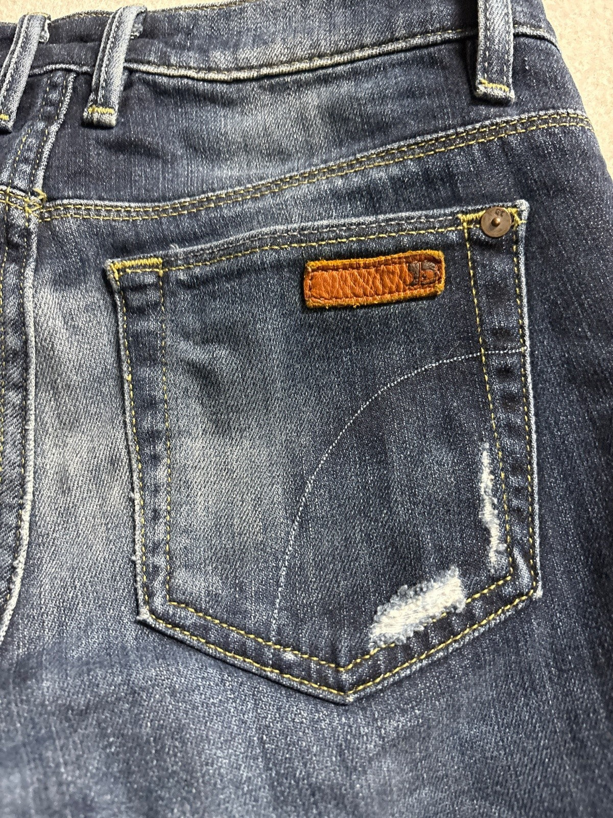 Joe's Jeans Womens 24 Kicker Cuffed Capri Crop Jeans Blue Medium Wash Distressed