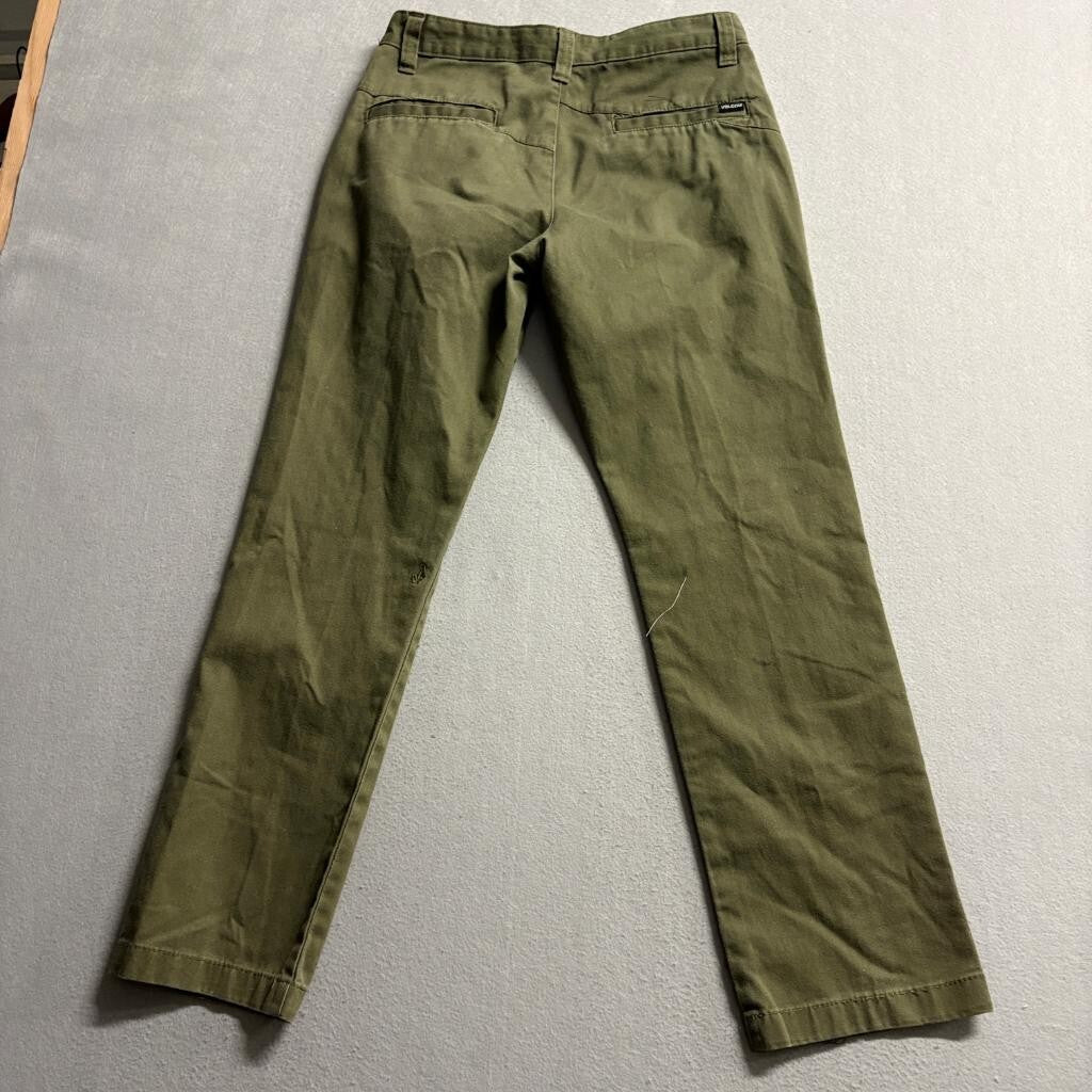 Volcom Mens Chino Pants Size 29 Green Cotton Blend Casual Skate Trousers