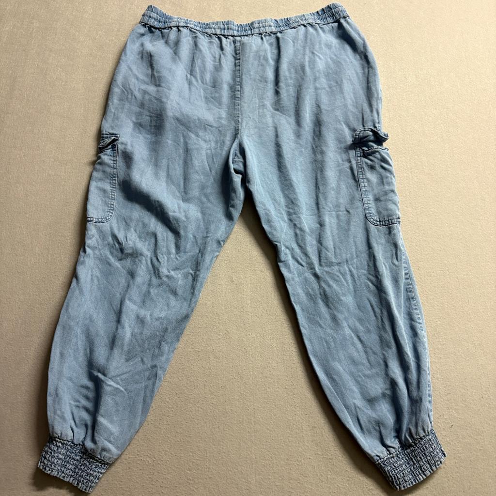 Lascana Venus Womens Cargo Jogger Pants Large Blue Lyocell Drawstring Elastic