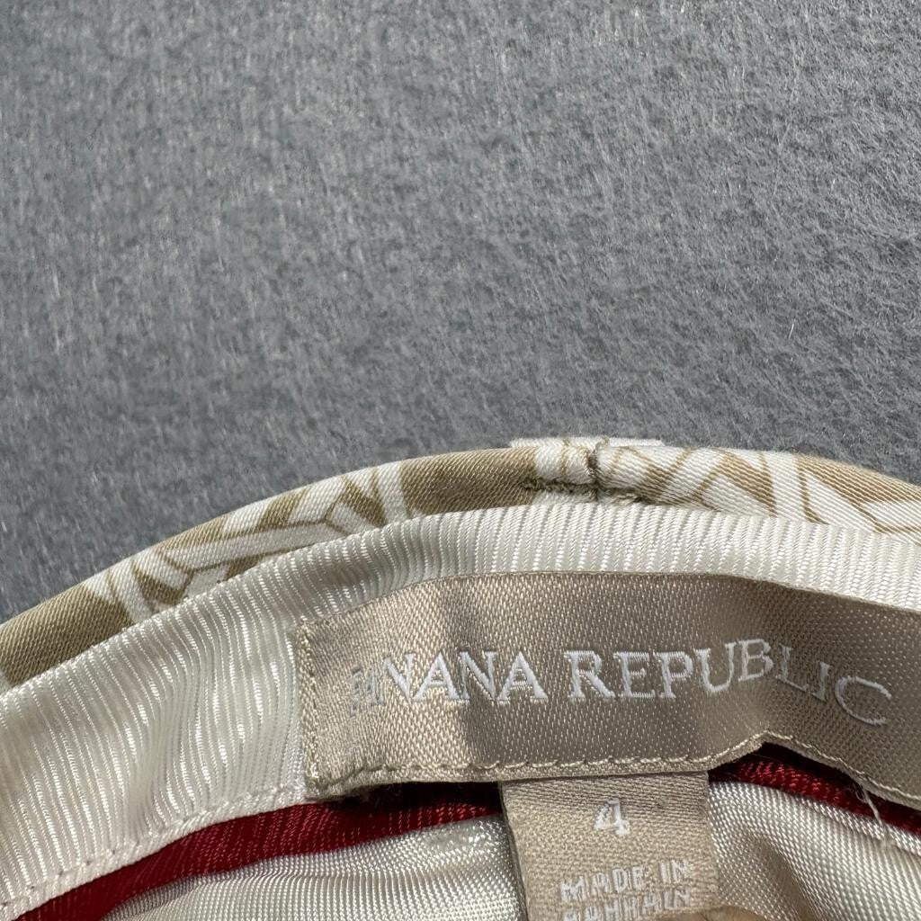 Banana Republic Pants Womens 4 Beige White Cane Print Stretch Cotton Chino