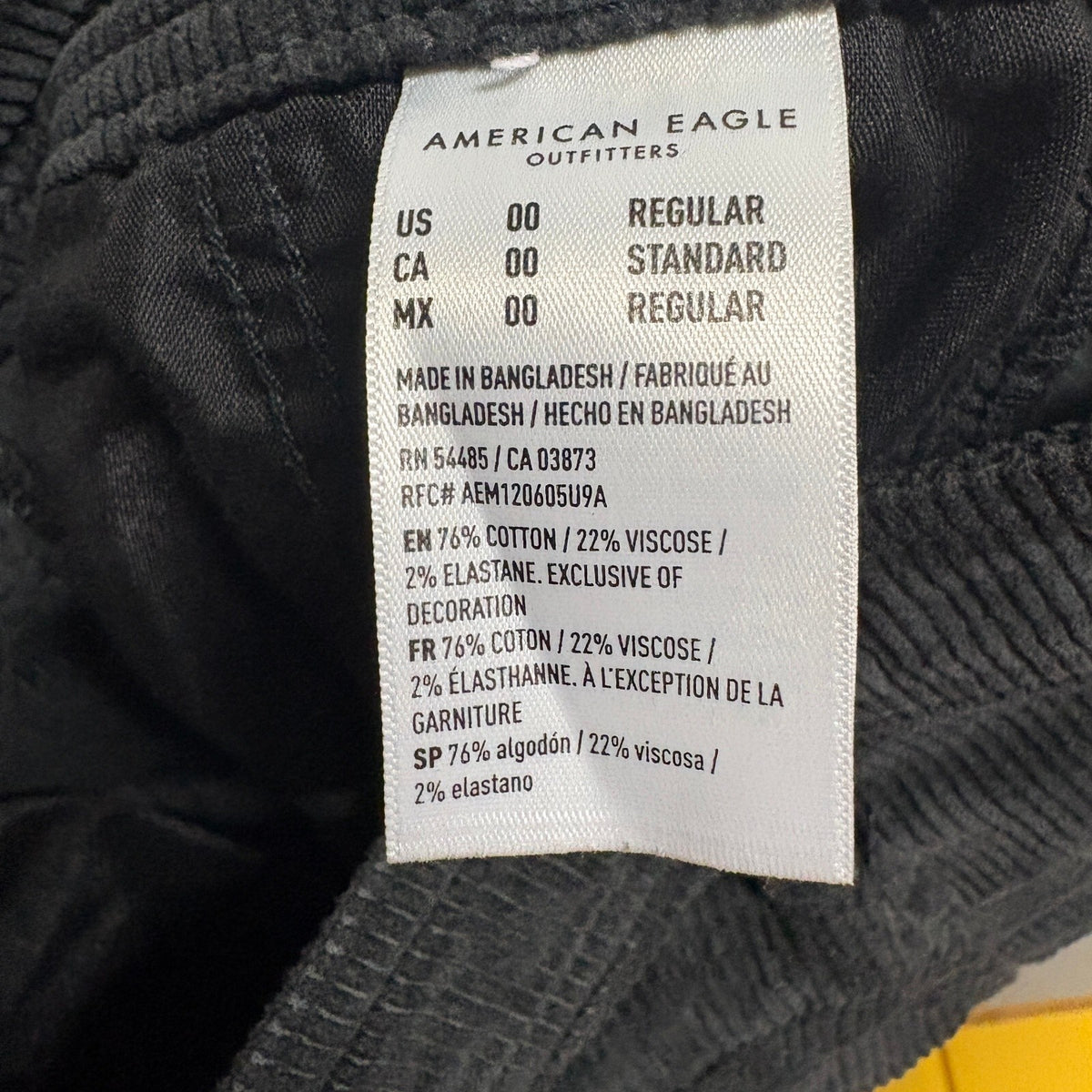 American Eagle Corduroy Cargo Pants Womens Size 00 Regular Gray Wide Leg Stretch