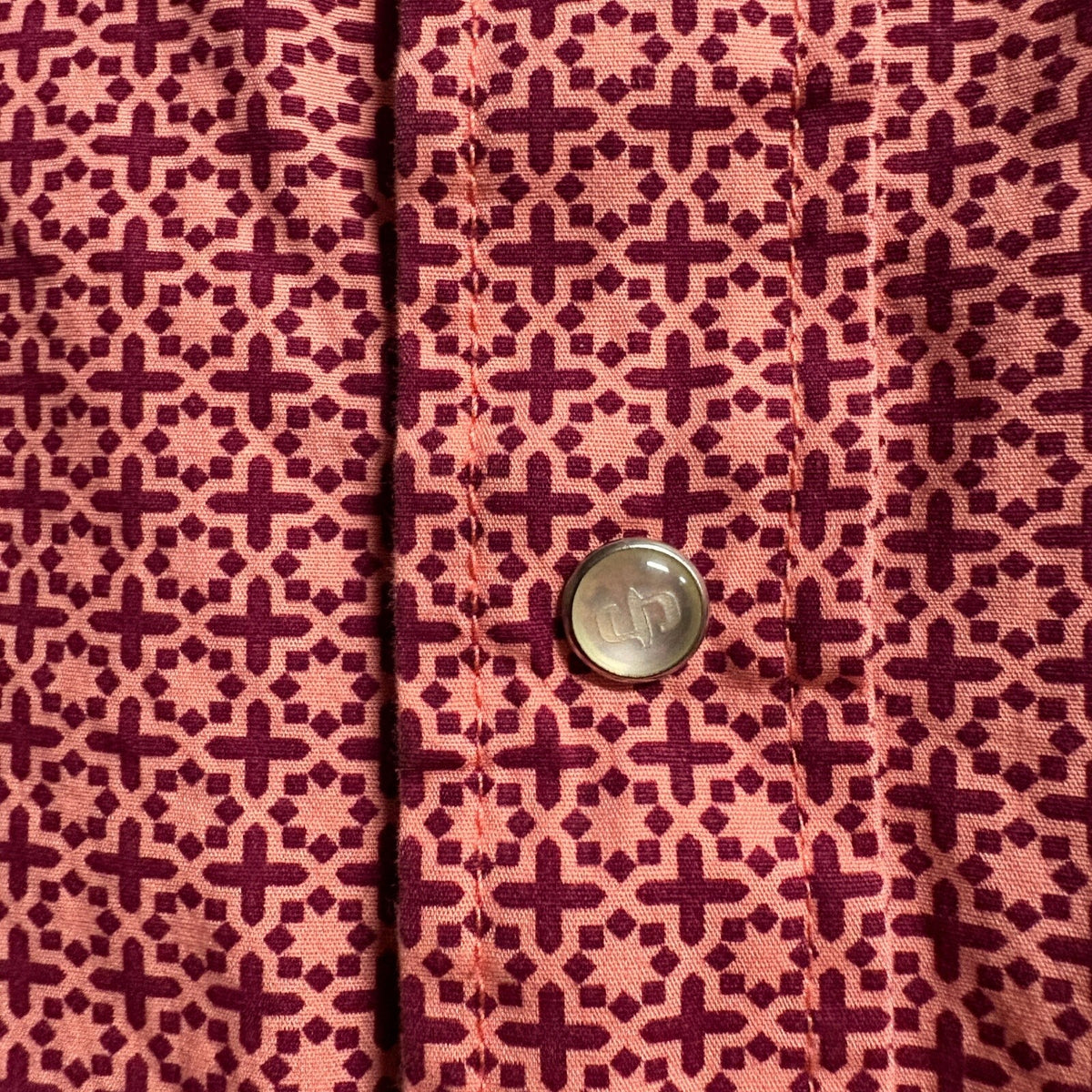 Stetson Western Shirt Mens XL Pink Purple Geometric Pearl Snap Long Sleeve