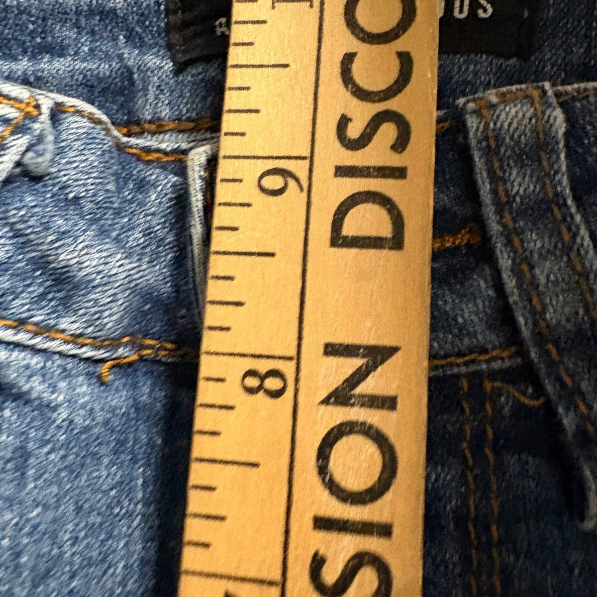 Almost Famous High Rise Flare Jeans Womens Size 3 Distressed Frayed Raw Hem Blue