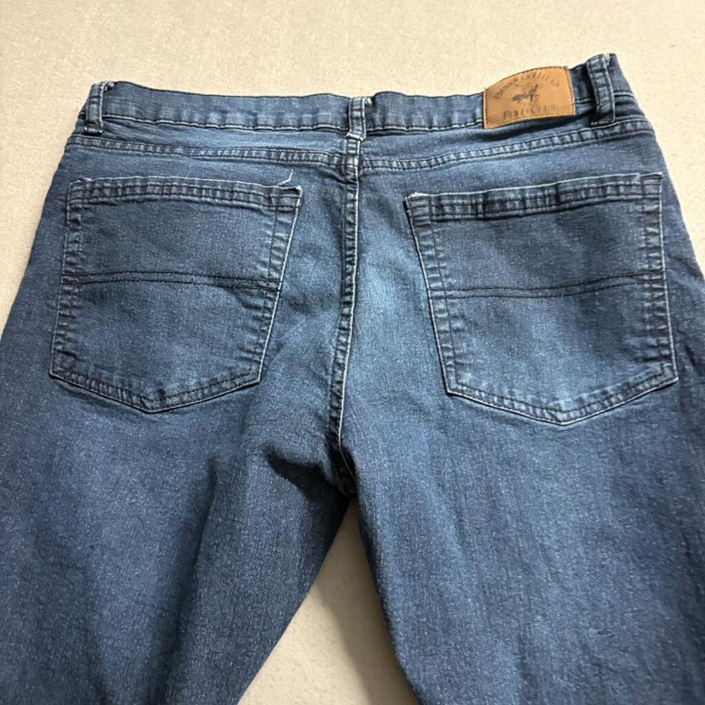 Beverly Hills Polo Club Jeans Mens 34x30 Blue Denim Stretch Straight Leg