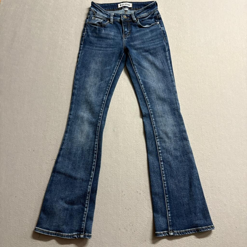 Disclosure Flare Jeans Womens Size 0/24 Blue Denim Stretch Mid Rise