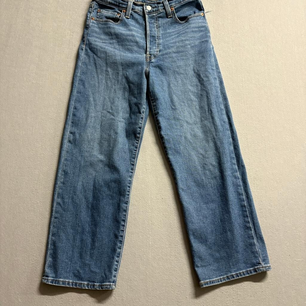 Levi's Ribcage Straight Ankle Jeans Womens 29 Blue Denim High Rise Stretch