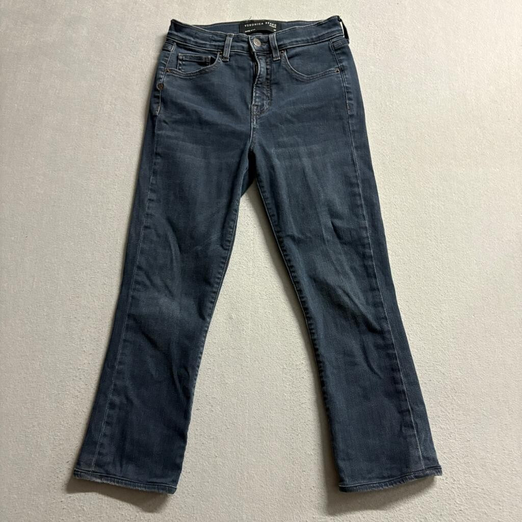 Veronica Beard Carly Kick Flare Jeans Womens 26 Blue High Rise Crop Denim