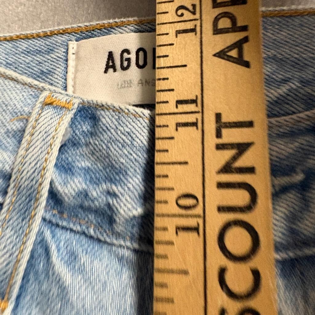 AGOLDE Riley High Rise Straight Crop Jeans Womens 23 Light Wash Distressed